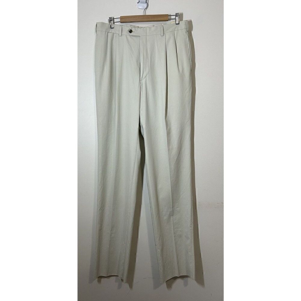 Charleston Khakis Chinos Men's Size 34 Regular Beige Raw Hem